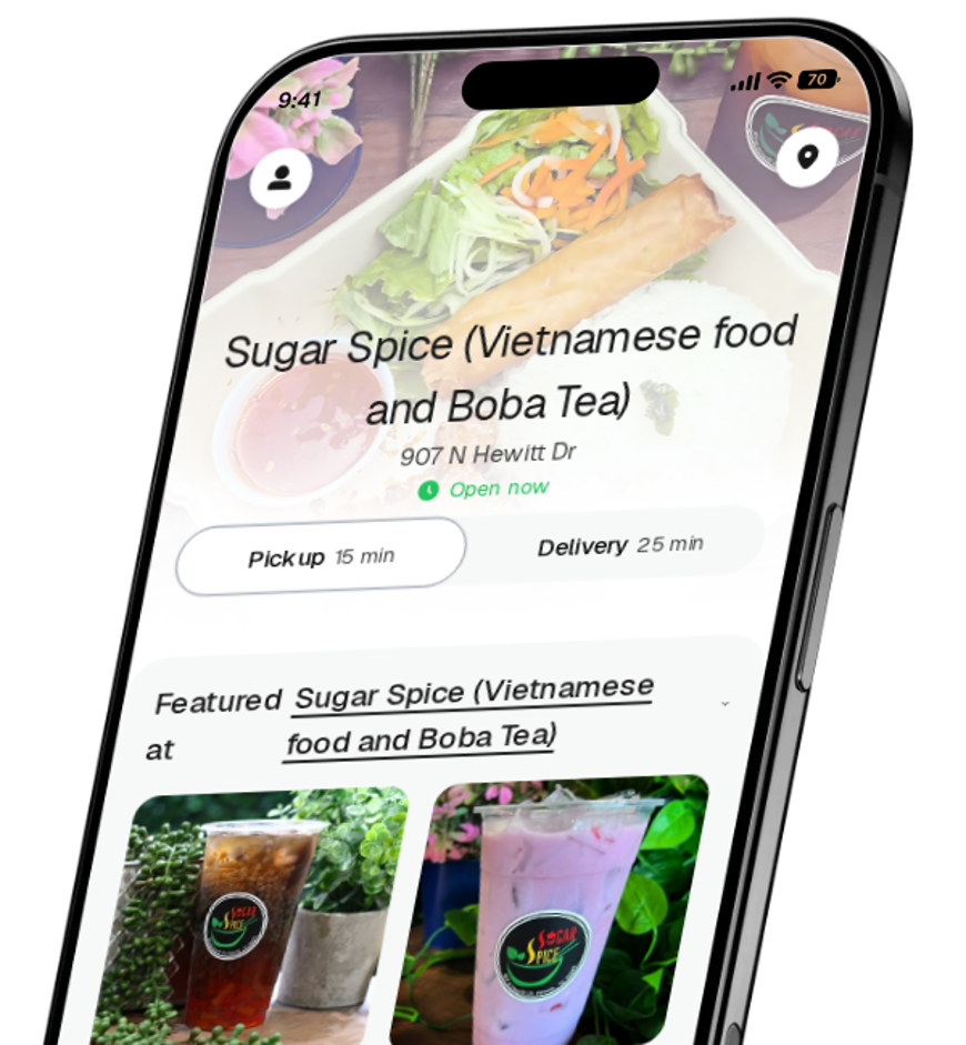 Sugar Spice (Vietnamese food and Boba Tea) app preview